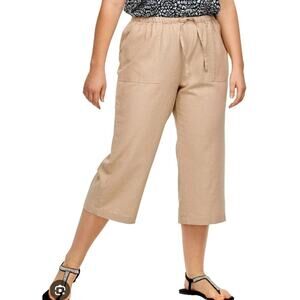 Ellos Women’s Beige Linen Blend Capri Pants – Size 12 – Minimalist – GUC